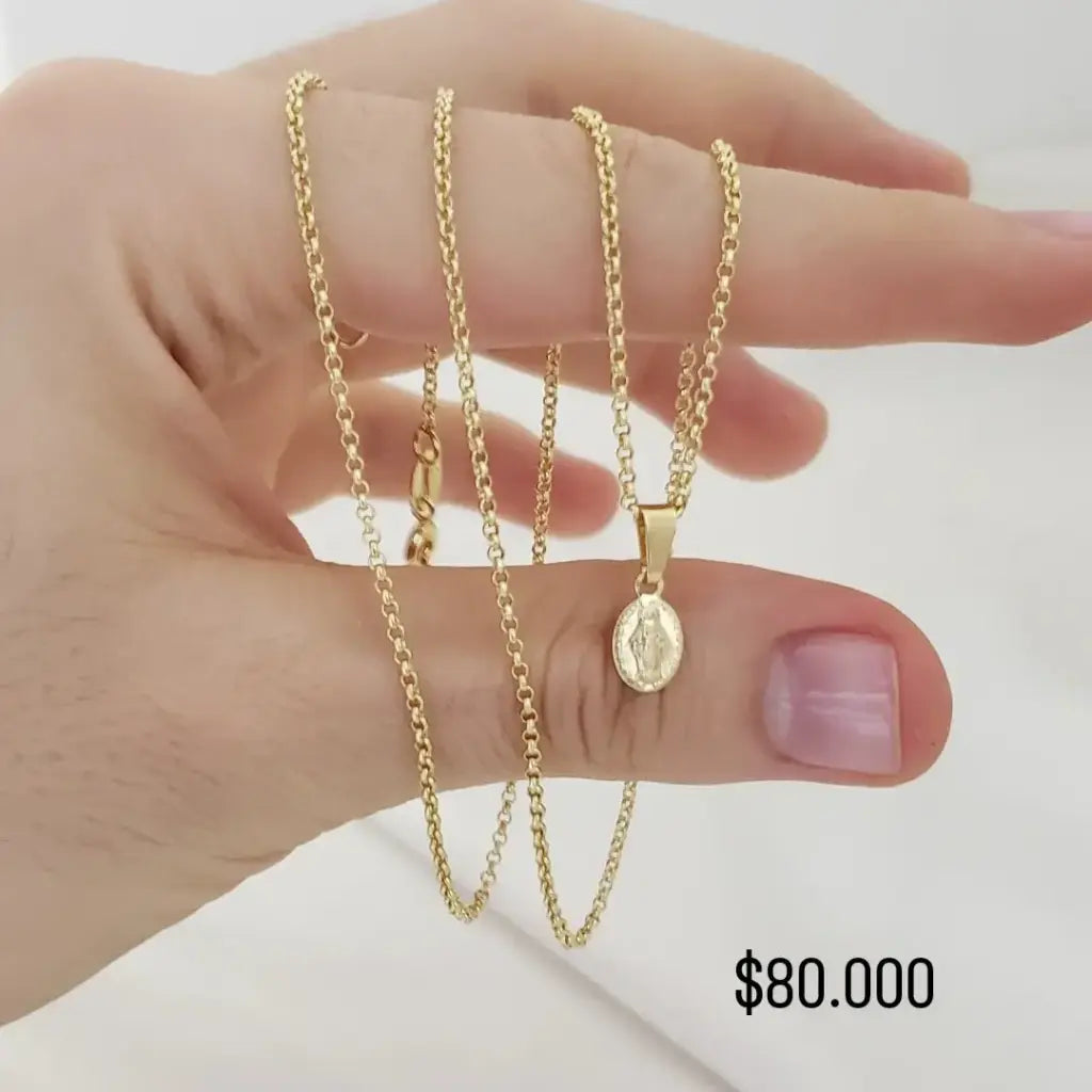 Women's Circle Link Chain with Miraculous Medal Virgin Pendant