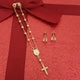 Women's Set with Decade Rosary, Pair Crystal Stud Earrings